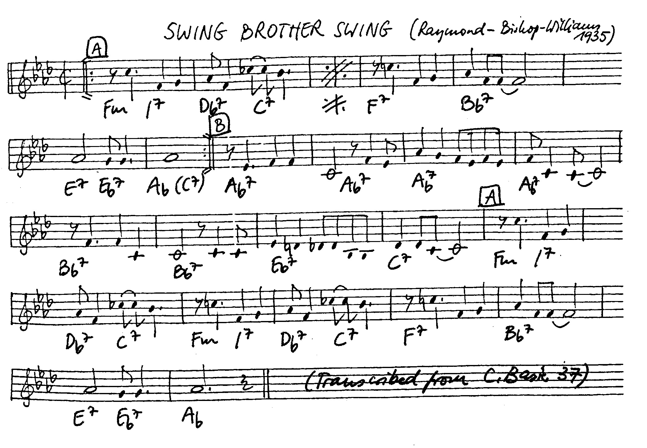 swing brother swing leadsheet – book us for your next 20s or gatsby event